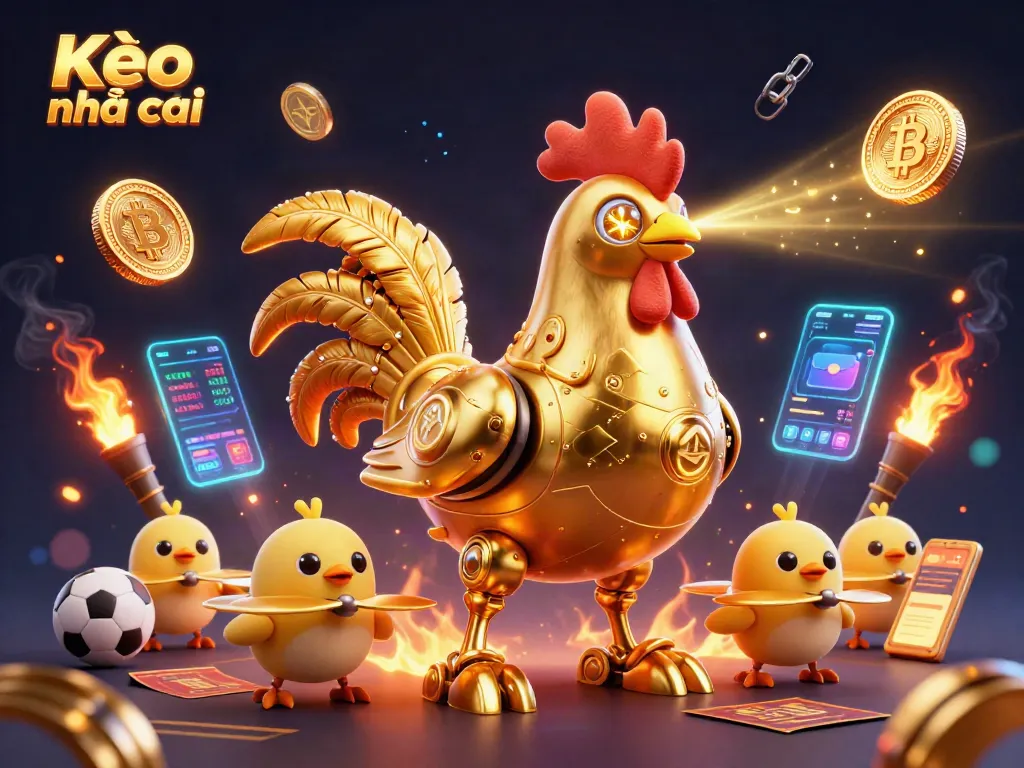 Engage with Kèo nhà cái using vibrant illustrations depicting sports betting excitement with futuristic elements.