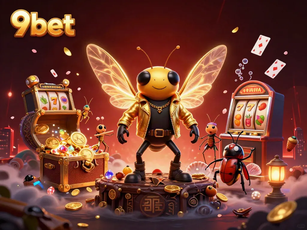 Play exciting games with 9bet featuring vibrant 3D characters and casino elements.