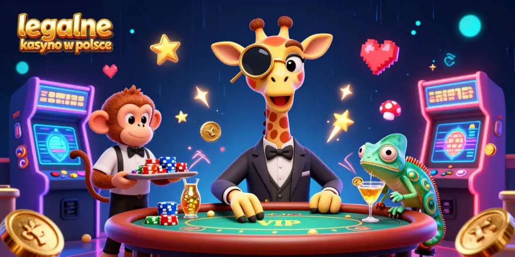 Experience the thrill of legalne kasyno w polsce, featuring vibrant 3D characters in a dynamic casino scene.