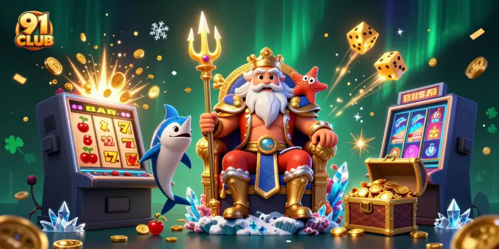 Engage in thrilling games at 91 CLUB with vibrant casino scene featuring jackpots and excitement