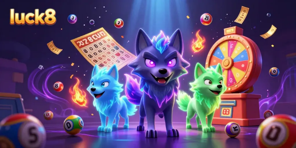 Engage with Luck8's vibrant lottery scene showcasing colorful elements and lively animations in gaming.