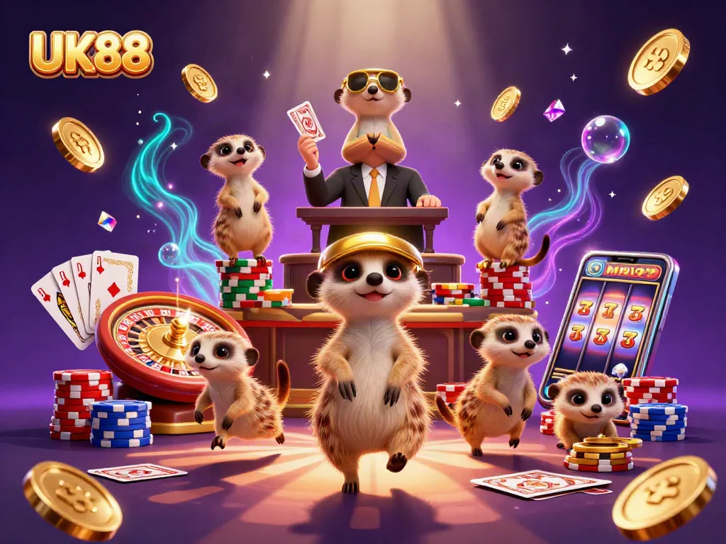 Join the casino action at UK88, where meerkats deal cards and roll the dice in a vibrant, thrilling setting.