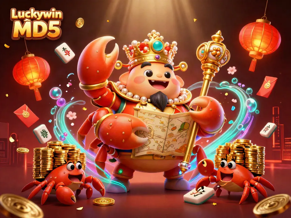 Join the excitement with Luckywin tài xỉu MD5 as the golden crab emperor rules the gaming treasure!