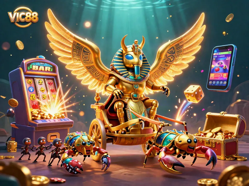 Experience the excitement of VIC88 with an explosive slot jackpot scene featuring rich casino elements.