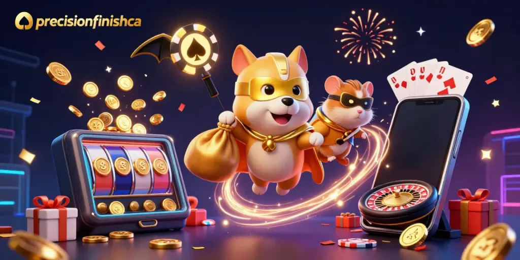 precisionfinishca mempromosikan kemenangan dengan karakter lucu dan permainan kasino menarik.