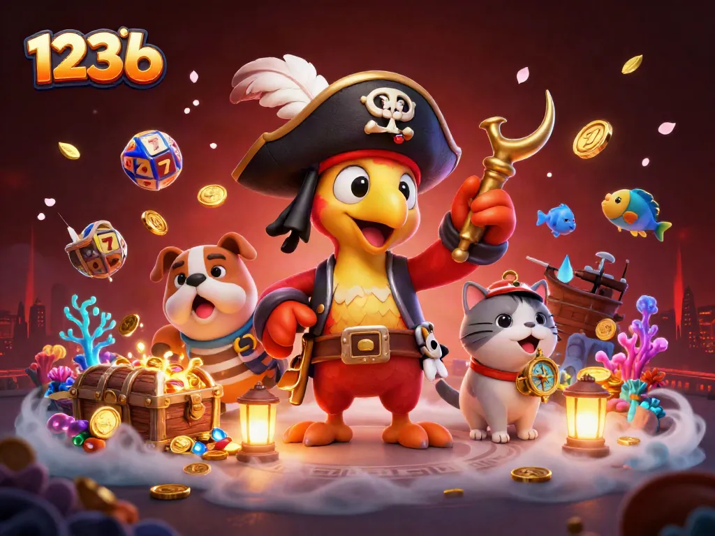 Experience thrilling adventures with 123 b as the pirate captain and friends unveil riches in a vibrant casino world.