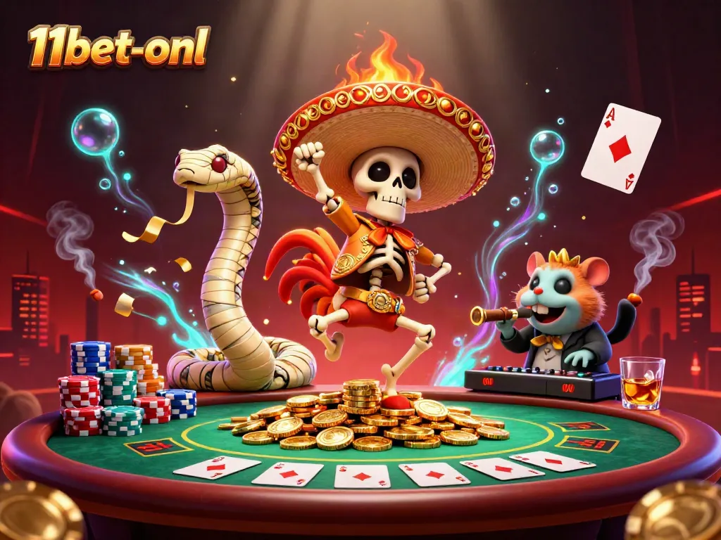 Engage in thrilling gameplay with 11bet-onl's vibrant casino characters and 3D elements