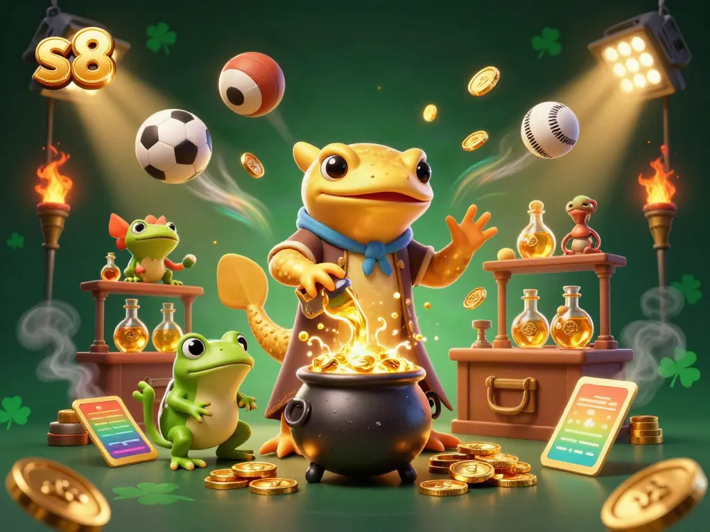 Experience the thrill of gaming at s8 with a dynamic casino scene full of lively characters and gold.