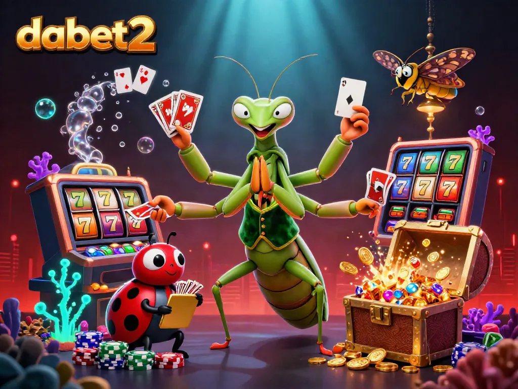 Engaging dabet2 scene with a card sharp and pit boss among vibrant slot elements and underwater treasures.