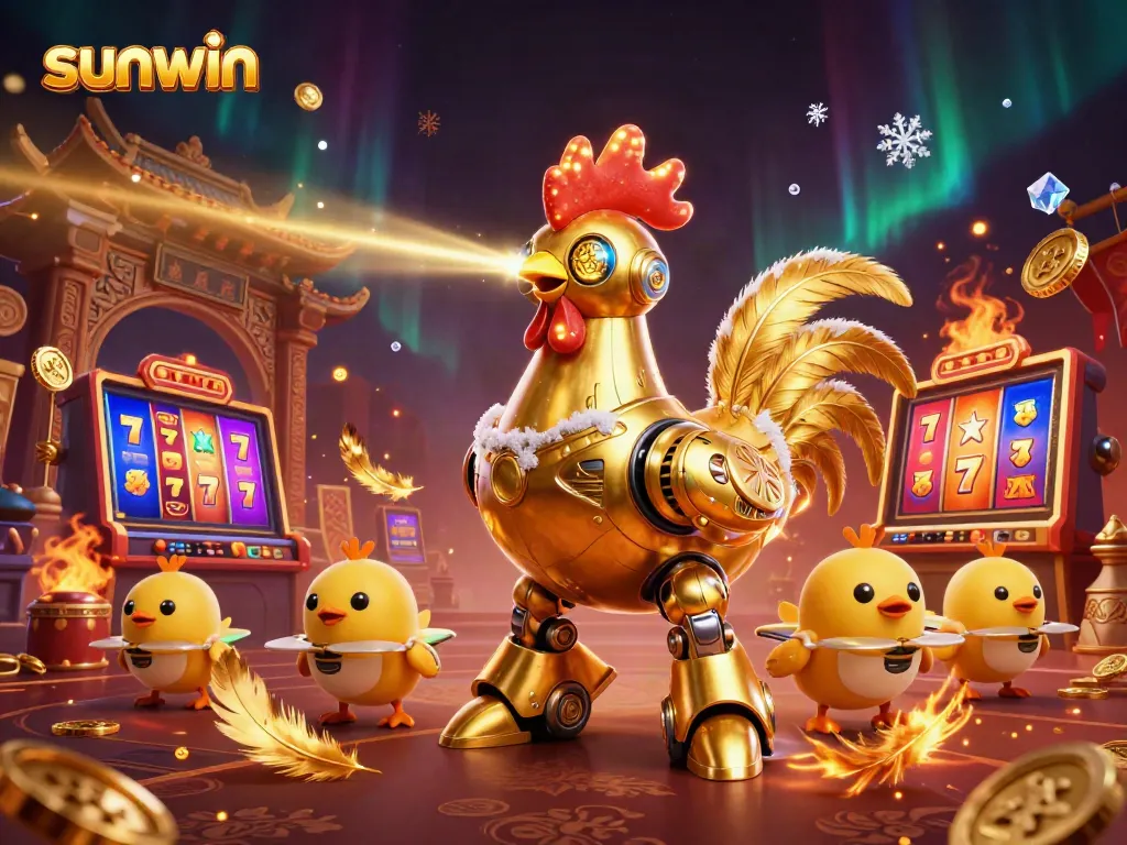 Experience thrilling gameplay in Sunwin's futuristic casino with dynamic characters and vibrant elements.
