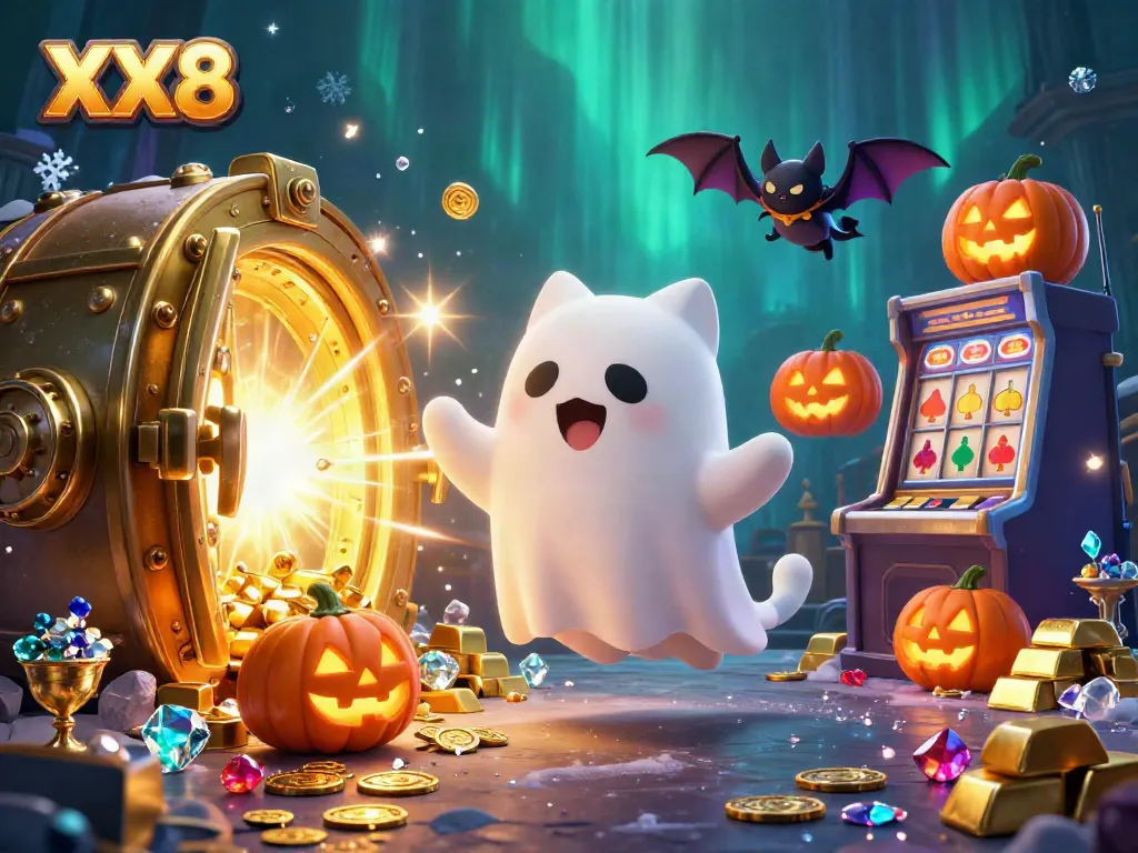 Engage in the thrilling world of XX8 as a ghost cat and bat explore a haunted casino mansion filled with treasures.