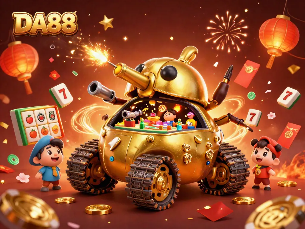 Experience DA88's engaging casino adventure with a magical golden beetle tank bursting with fun!