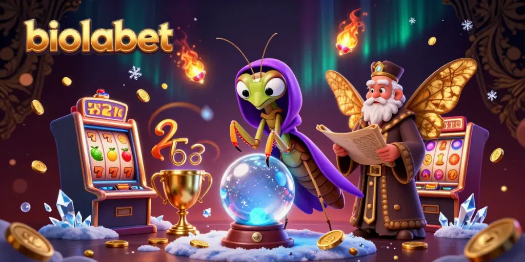 Experience winning strategies at biolabet with a mystical casino illustration featuring fortune tellers and elements.