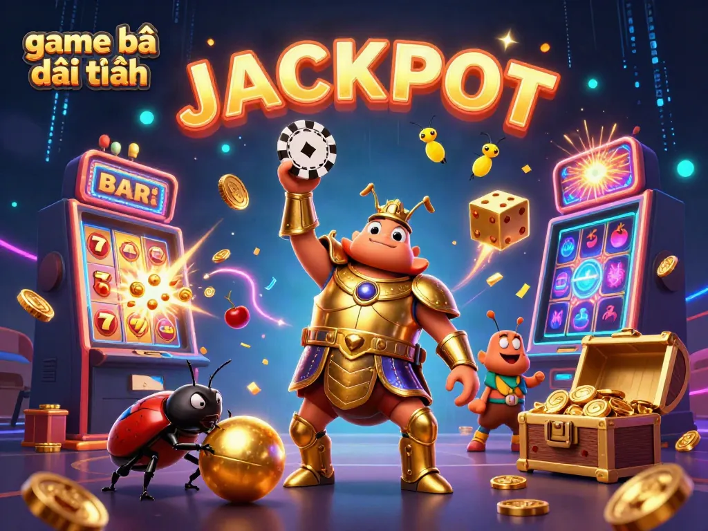 Engage in game bài đổi thưởng with a vibrant, action-packed scene featuring heroic characters and exciting slot elements.