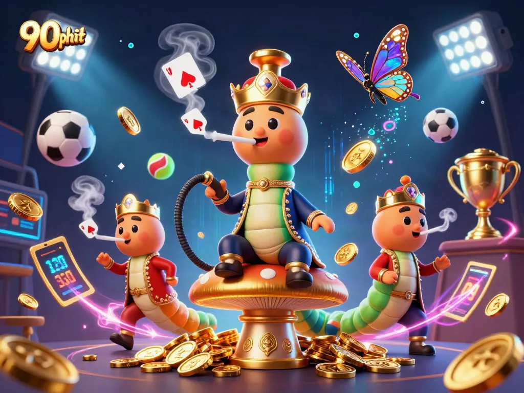 Experience thrilling betting at 90phut with vibrant sports balls and dynamic action scenes.