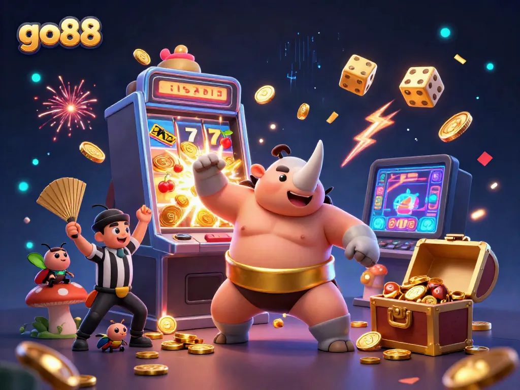 Experience the excitement of go88 with our animated characters celebrating jackpots and casino thrills!
