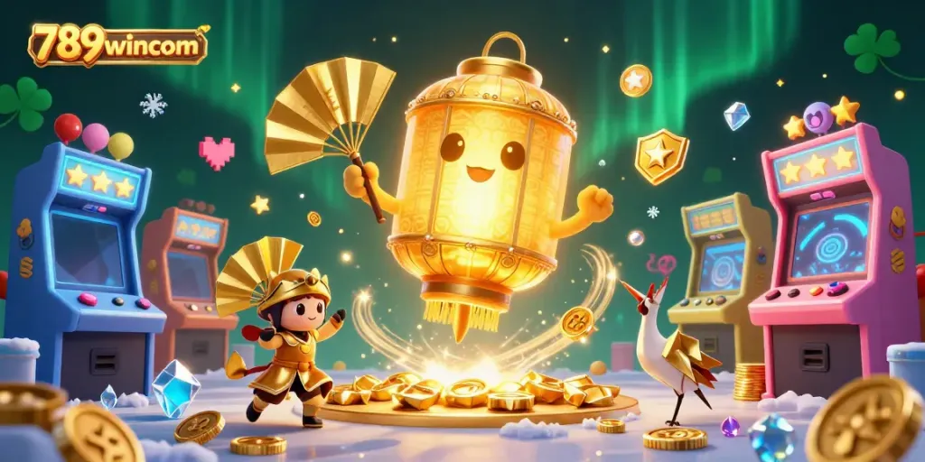 Experience thrilling gaming with 789wincom's vibrant 3D casino scene showcasing exciting game elements.