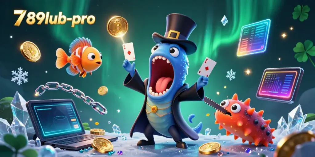 Engage in magic with 789lub-pro as a bioluminescent eel and friends perform card tricks.