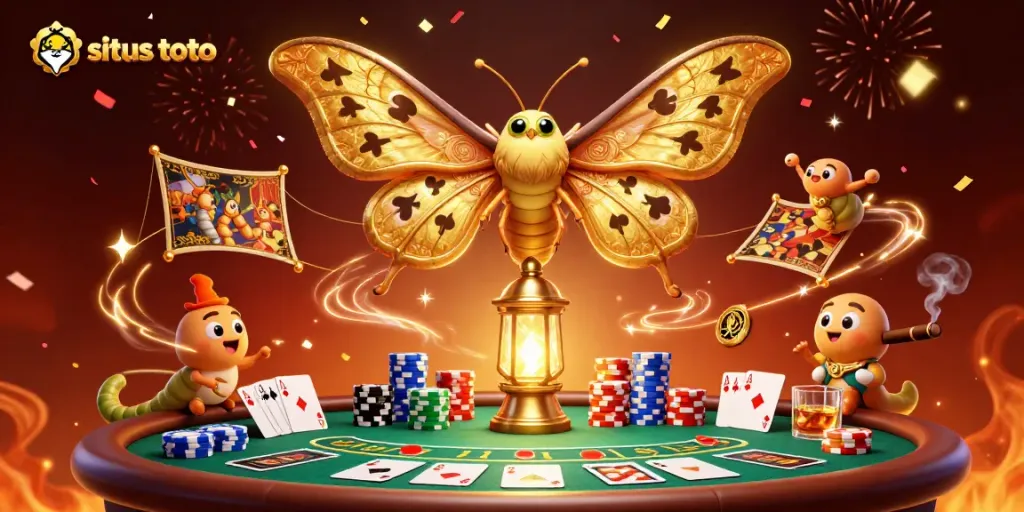 Experience the situs toto with an engaging 3D illustration featuring vibrant casino scenes and characters.