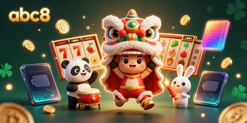 Engage in vibrant gameplay with abc8 featuring lively casino elements, lucky symbols, and joyous characters.
