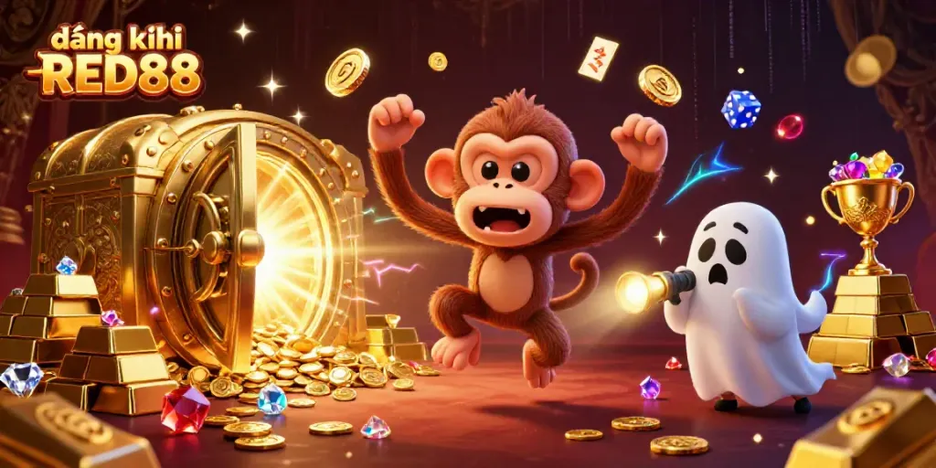 Engage in thrilling adventures with the whimsical poltergeist monkey while learning to đăng ký RED88.