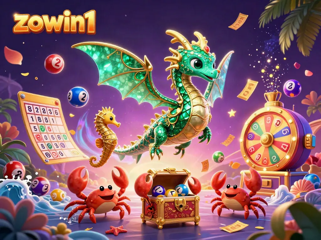Zowin1 offers thrilling gambling action with animated sea dragon and dynamic game elements.