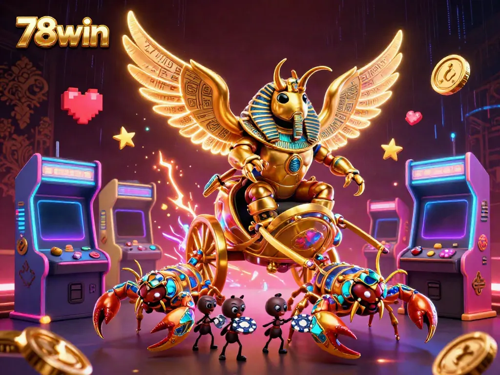 Experience thrilling gaming adventures with 78win in a vibrant 3D casino scene showcasing dynamic elements.