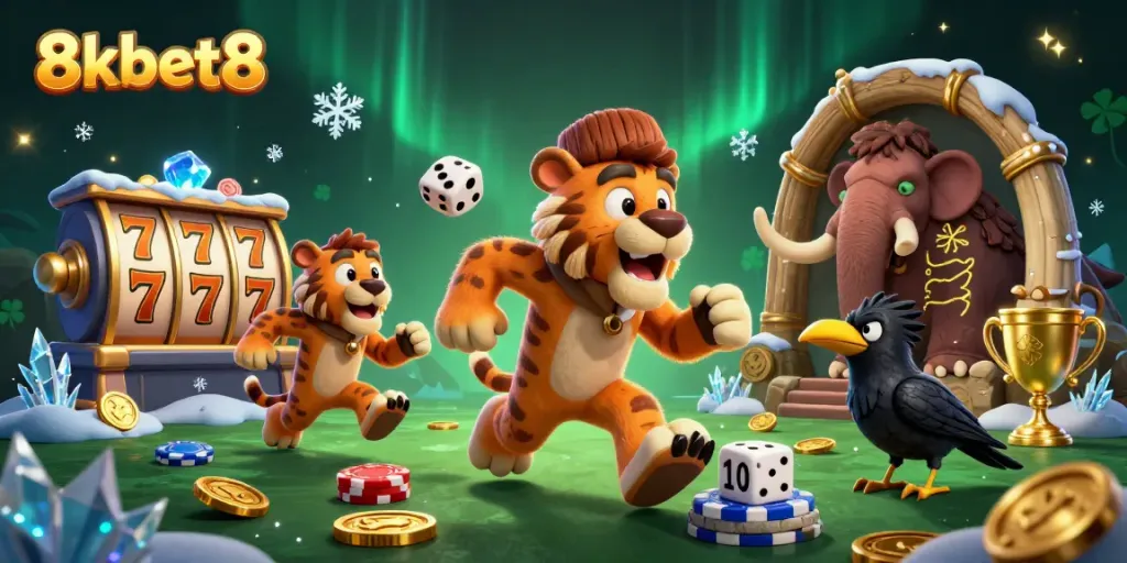 Engage in thrilling gameplay at 8xbet8 with vibrant casino elements featuring dynamic activities and characters.