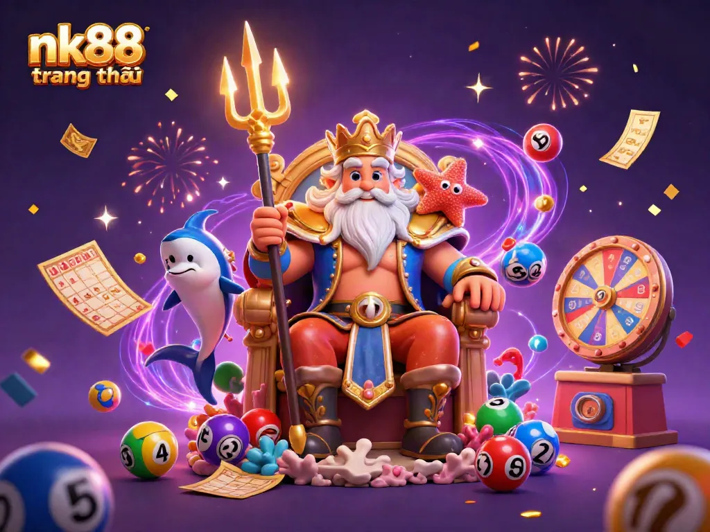 Engage with nk88 trang chủ through an exciting lottery scene with vibrant characters and jackpot elements.