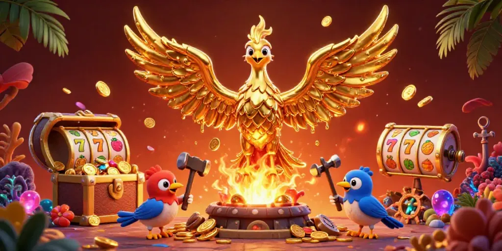 Experience exhilarating gambling at uu88 with golden phoenix and vibrant slot reels bursting with action.